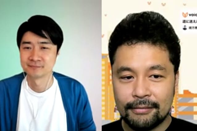 オンラインで対談する田川欣哉Takram代表（左）と緒方憲太郎VoicyCEO