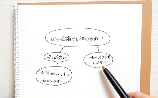 目立つペン先なので指示棒代わりに使える