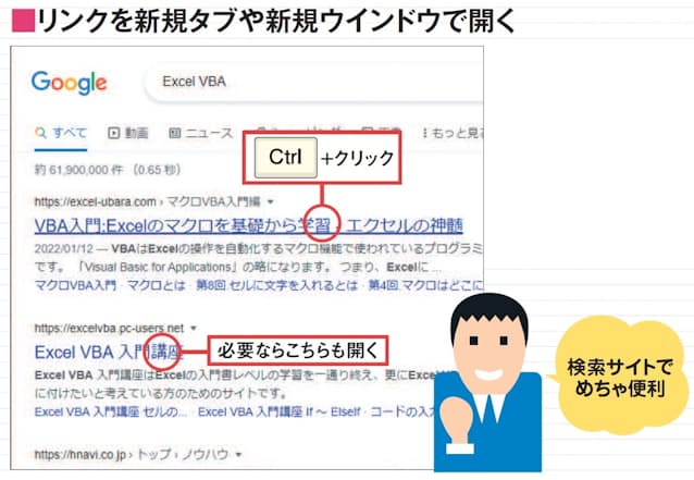 図4 リンクを新規タブで開きたいときは「Ctrl」キーを押しながらクリックする。「Shift」キーを押しながらだと新しいウインドウで開く