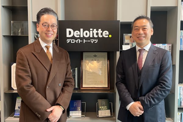 デロイトトーマツグループ・コンサルテイティブビジネスリーダーの長川知太郎さん(左)と、有限責任監査法人トーマツ・パートナーの大谷博史さん