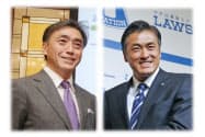 ファミリマート社長の沢田貴司氏(左)とローソン会長の玉塚元一氏