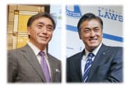 ファミリマート社長の沢田貴司氏（左）とローソン会長の玉塚元一氏