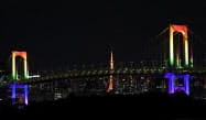 東京都のレインボーブリッジ。アラート解除で再び七色に